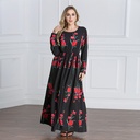 An elegant and attractive dress with a rose print.