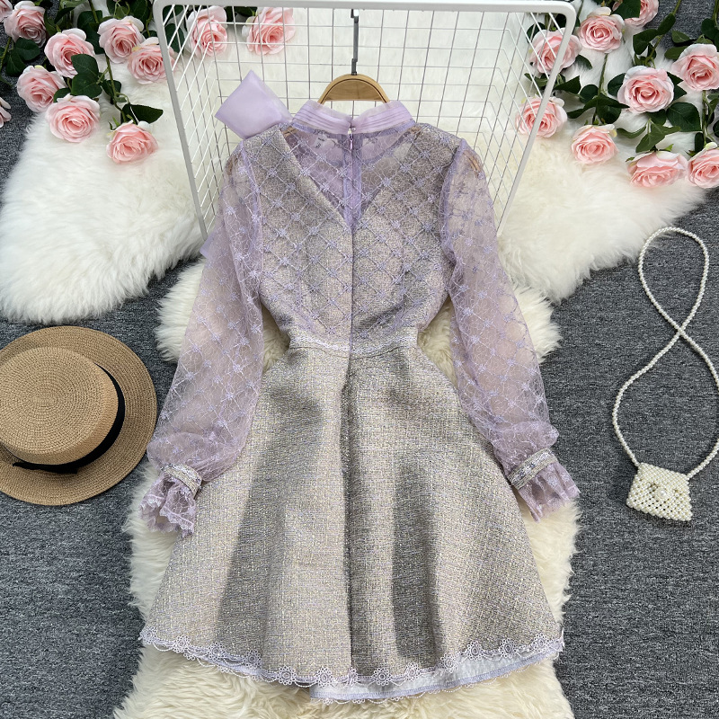 Women's Temperament Bubble Long Sleeve Dress