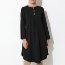 Solid Color Button Stitching Fashion Versatile Dress