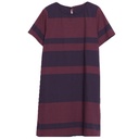 Striped Cotton And Linen Round Neck Short Sleeve Dress Women's Mid Length