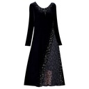 Autumn And Winter Plus Velvet Padded Lace Long-sleeved Dress