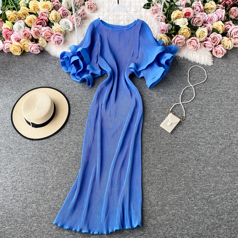Temperament Lotus Leaf French Sleeve Bellflower Dress