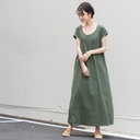 New Japanese And Korean Version Of Light Mature Temperament Tie Long Round Neck Apron Dress