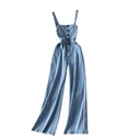 Women's Denim Jumpsuit Straight Leg Wide-leg Pants Trousers
