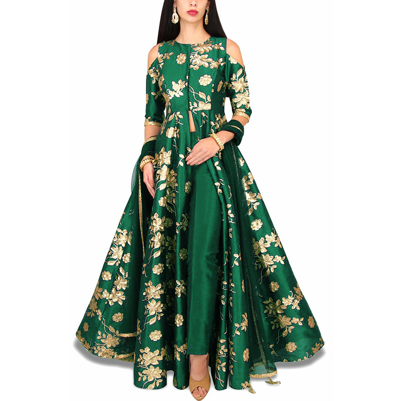 Temperament Big Swing Skirt National Wind Bronzing Strapless Chiffon Long Skirt