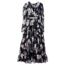 V-neck Floral Chiffon Long-sleeved Dress Spring