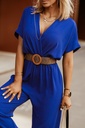New Short Sleeve V-Neck Doll Sleeve Elastic Waist Jumpsuit