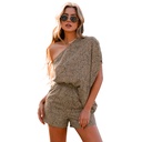 Women's European And American Loose Slant Collar Jumpsuit Shorts