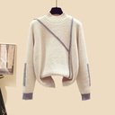 طقم ثلاثي نسائي جديد مكون من سترة سميكة بياقة عالية وسروال واسع