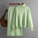 Solid Color Turtleneck Sweater Sheath Skirt Two-piece Set Autumn And Winter