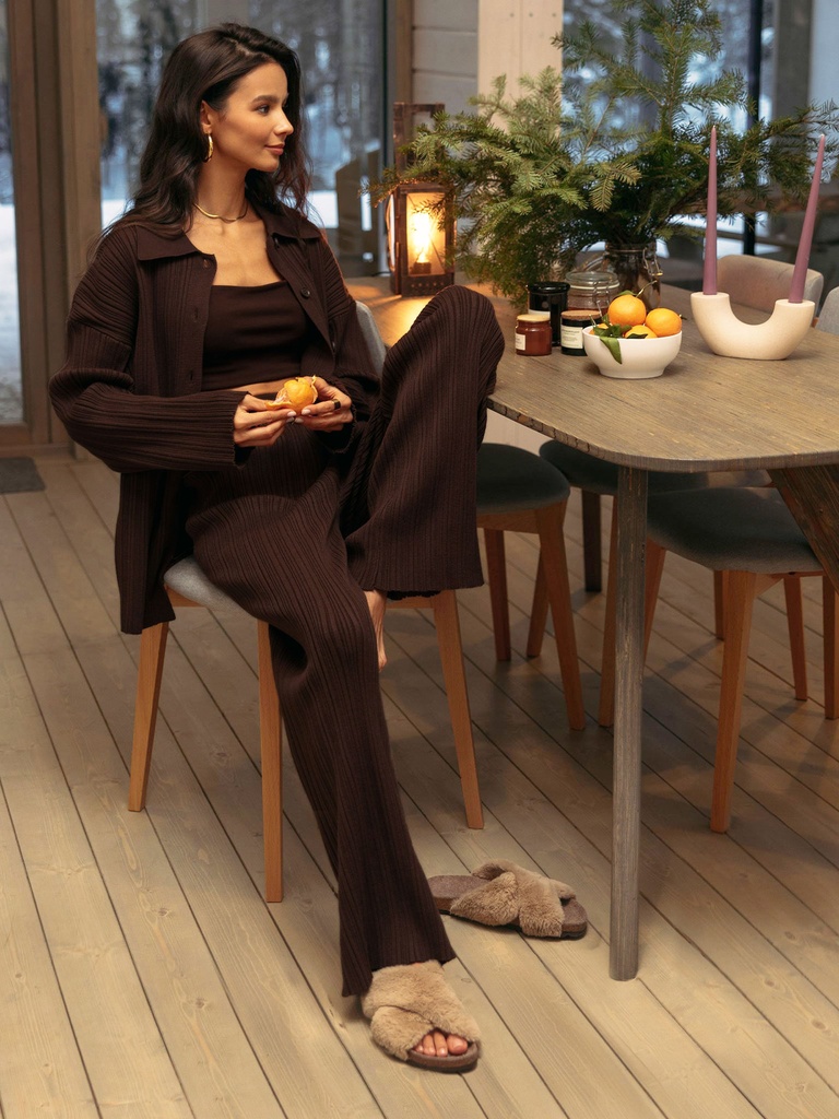 Women's Fashion Sweater Cardigan Knitted Straight Pants Suit