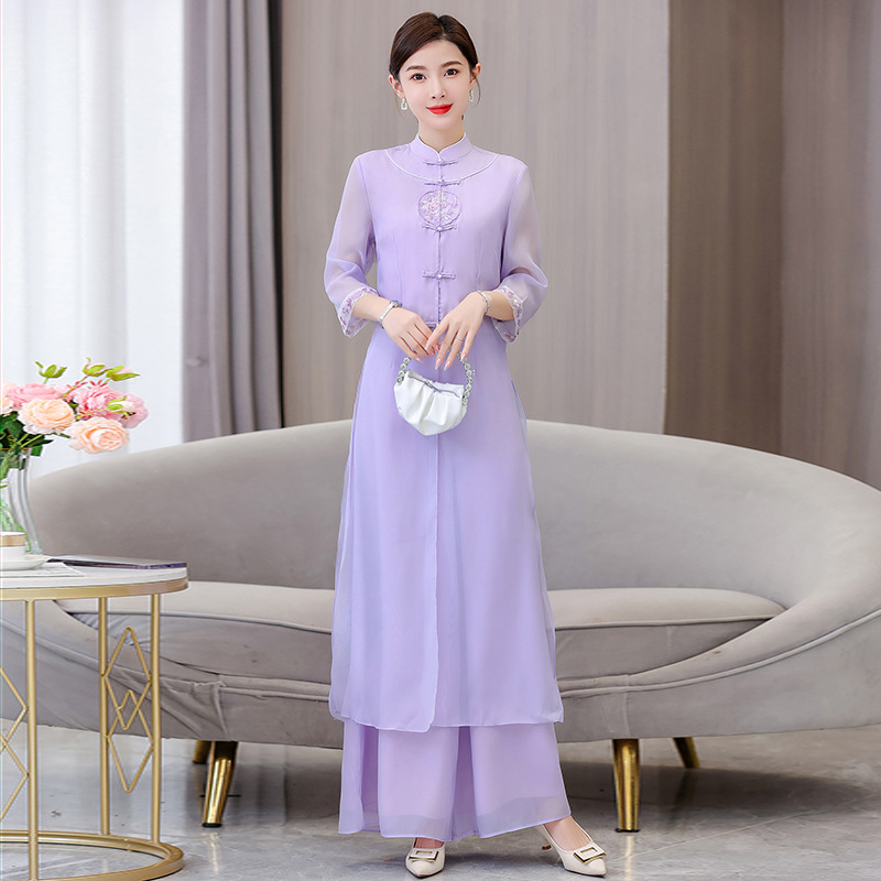 Women's Retro Chinese Style Cheongsam Top Suit