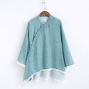 Elegant and Modern Women's Shirt with a Stand Collar, Button Details, and Long Sleeves  