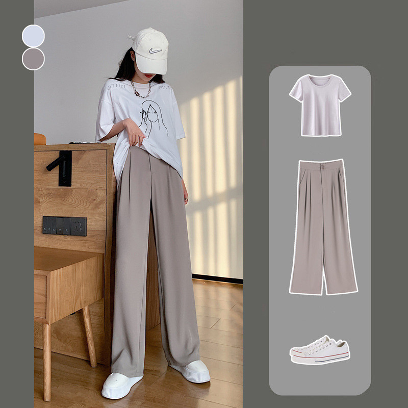 Summer Thin Section High Waist Drape Pants Suit Wide Leg Pants Women