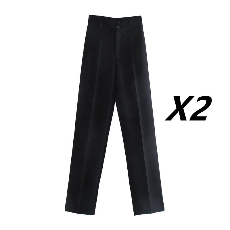 بنطال بدلة نسائي واسع الأرجل بألوان متعددة وبخصر مرتفع