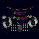 Fluorescent Letters Birthday Pull Flag Cake Insert Card Balloon Party Set 