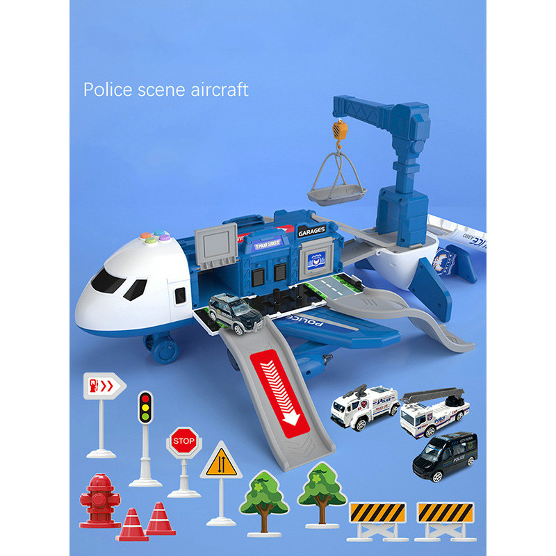 Children's Toy Track Storage Airplane With Alloy Car Ejection Music Inertia Model