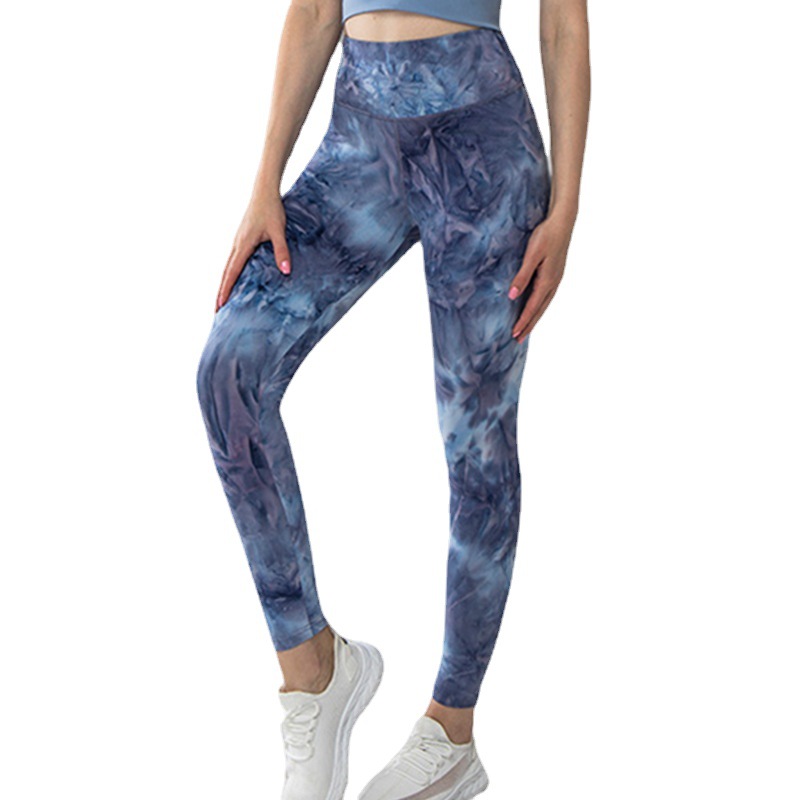 Tie-dye Printed Yoga Pants Summer High Elastic Nude Running Fitness