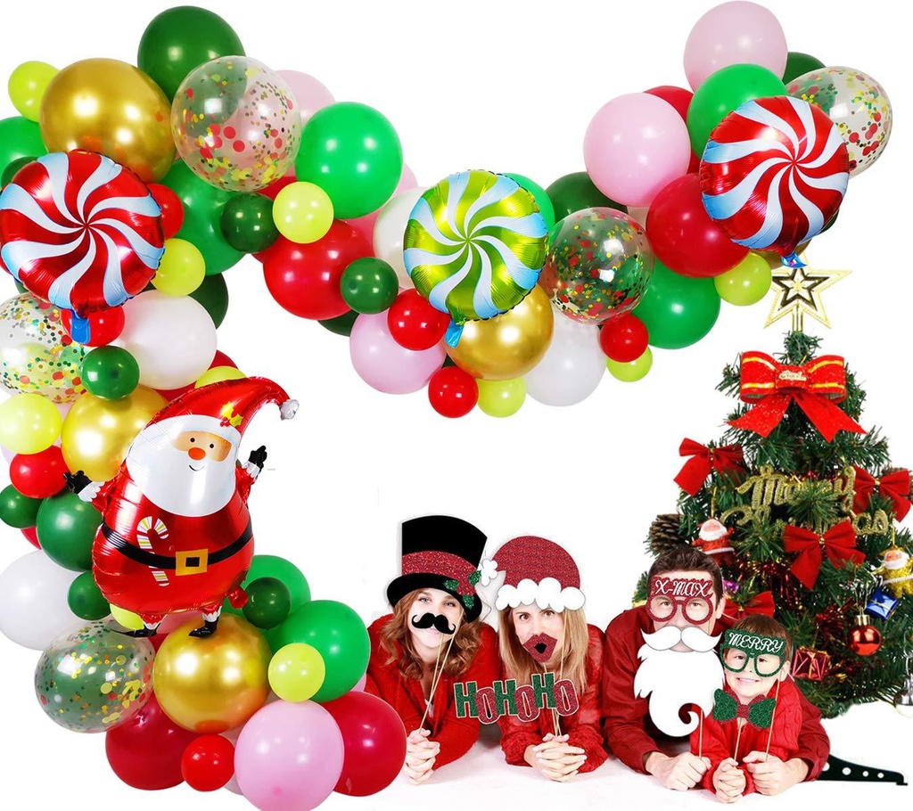 Christmas balloon garland set, perfect for welcoming a newborn and celebrating birthdays, adding a special festive atmosphere to the occasion 