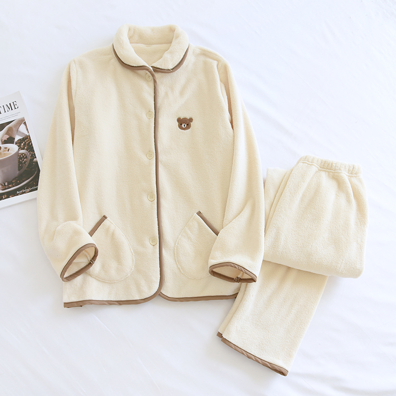 Bear Flannel Pajamas For Autumn And Winter