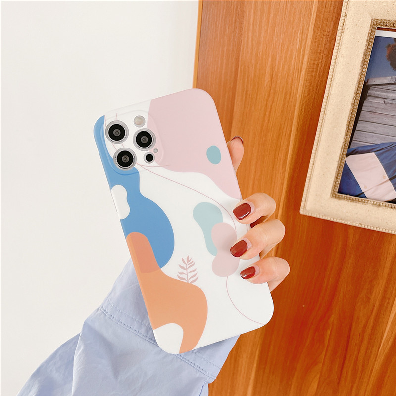 Color-blocking Watercolor All-inclusive Fine Hole Mobile Phone Case