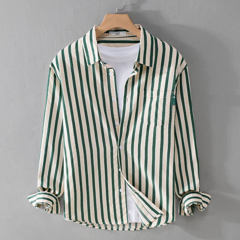 Color Matching Long Sleeve Men's Shirt Top