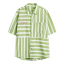 Men's Summer Leisure American-style Embroidered Striped Short-sleeved Shirt