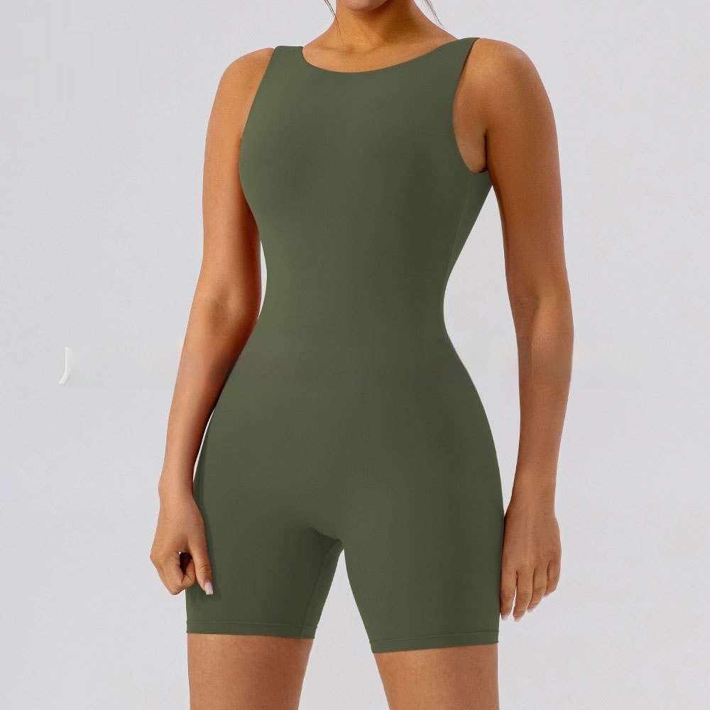 Nude Feel U-shaped Beauty Back Aerial Yoga Suit Peach Hip Pilates Jumpsuit For Women
