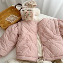 Girls Pure Color Thickened Fleece Lined Coat