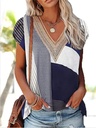 European And American Summer Lace Edge V-neck Printed Casual T-shirt Top