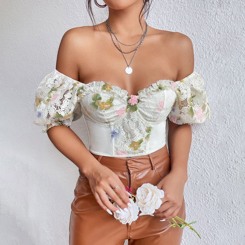 Sexy Street Backless Hot Girl Puff Sleeve T-shirt