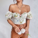 Sexy Street Backless Hot Girl Puff Sleeve T-shirt