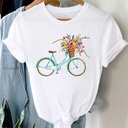 Floral Bicycle Short Sleeve Women's Shirt