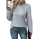 New Solid Color Simple T-shirt Female Spring Thread Sunken Stripe Long Sleeve Pullover Top