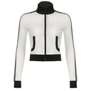 Women's Zipped Stand Collar Black And White Long-sleeved Top