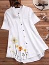 Women's Vintage Print Short Sleeve Blouse Shirt