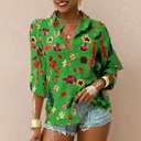 Printed Long Sleeve Women Lapel Fashion Casual Loose Shirt