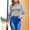Fashionable Women's Fit-waist Solid Color Bottoming Shirt