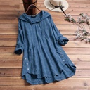 Hedging Black Women Mid-length Linen Cotton Shirt Women