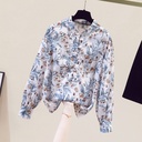 Loose Slimming All-match Print Chiffon Shirt