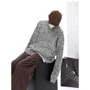 American Show Mixed Color Design Hollow Long Sleeve Sweater
