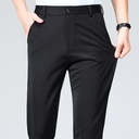 Men's Four-sided Elastic Ice Silk Trousers High Waist Breathable