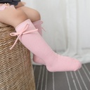 Girls' Bow Tube Socks Children's Monochrome Flat Mouth