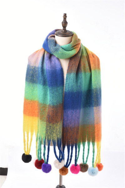 Colorblock All-matching Tassel Ball Circle Yarn Scarf