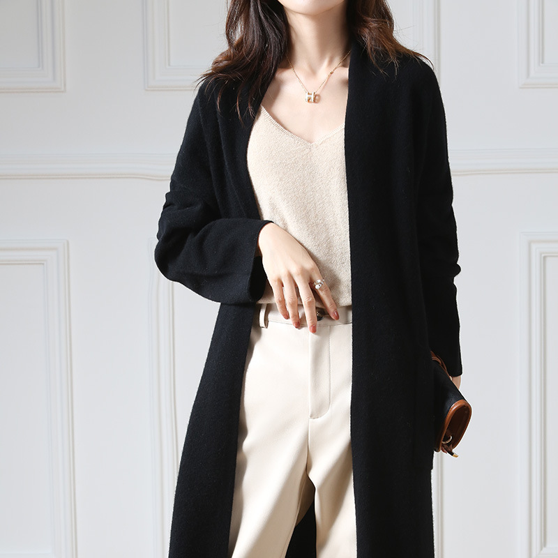 Super Long Wool Knit Cardigan Women