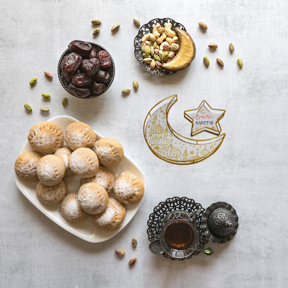 An elegant star and crescent tray for Ramadan