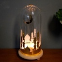 Ramadan Mosque Night Light with Glass Cover and Wooden Base