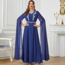 Wide Islamic Abaya Dress with a Solid Color and Elegant Long Sleeve Design