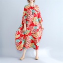 Original Elegant Artistic Retro Plus Size Cotton and Linen Dress