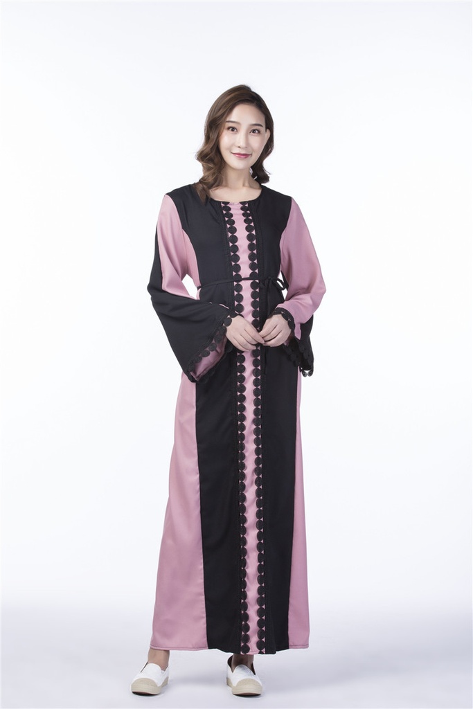 Elegant Long Lace Dress with a Single Layer, Non-Transparent, and Belt